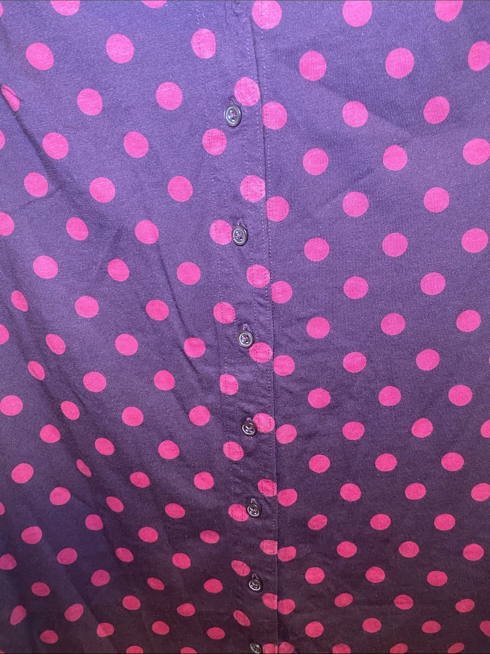 Boden Black Button-Down Blouse with Pink Polka Dots - Picture 3 of 5